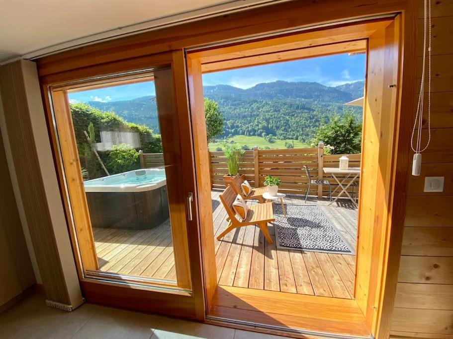 Androsace Appartement Dans Chalet Bois Avec Jacuzzi Privatif Terrasse Et Vue Montagne Les Villards-sur-Thones Экстерьер фото